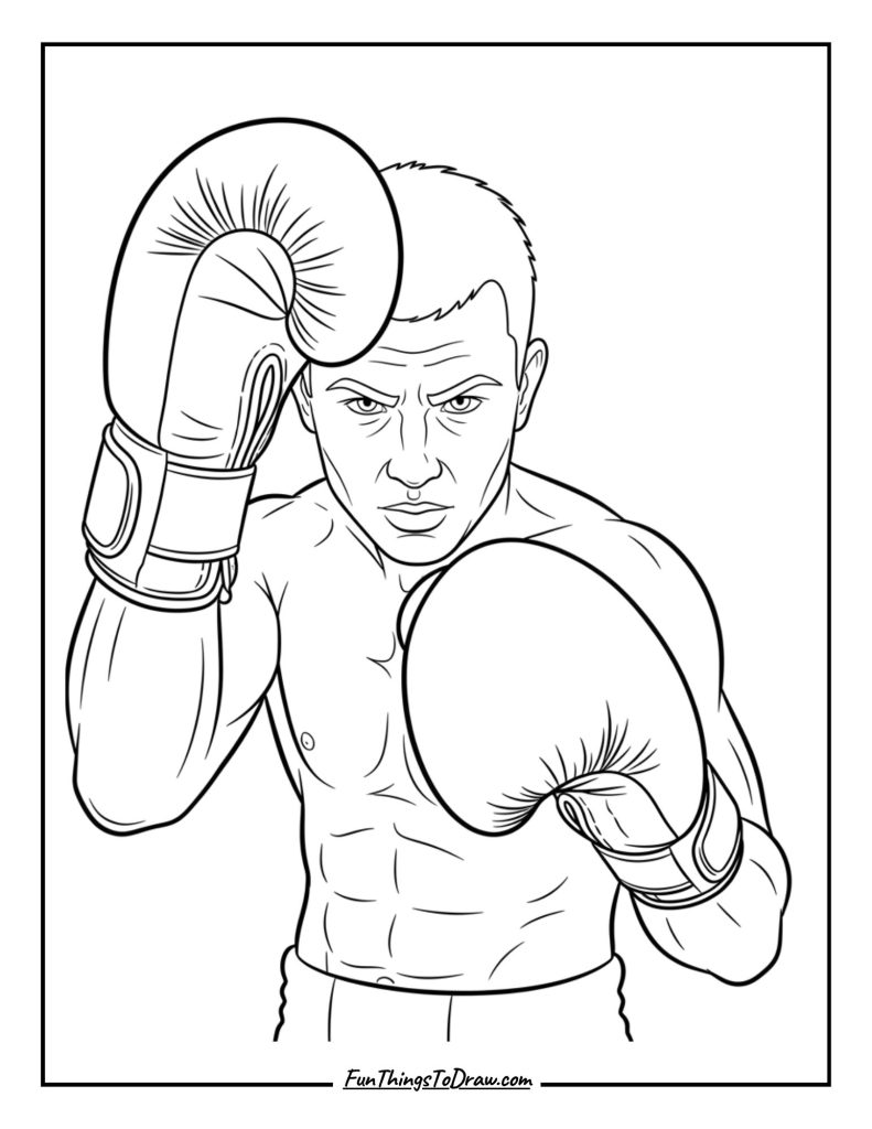 Kickboxer raising gloves