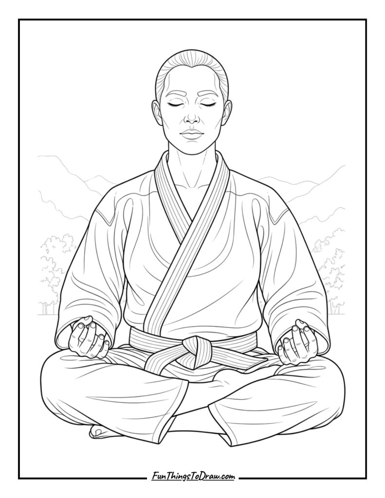 Martial artist meditating