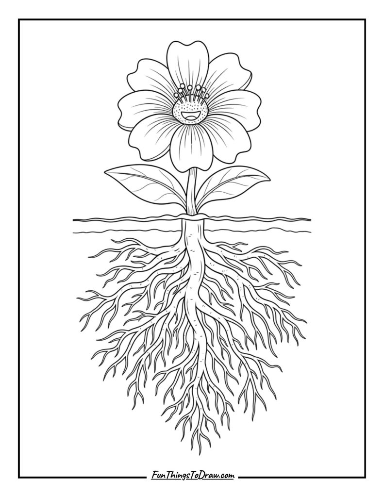 Root System with Flower