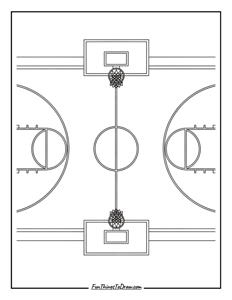 Basketball court top view