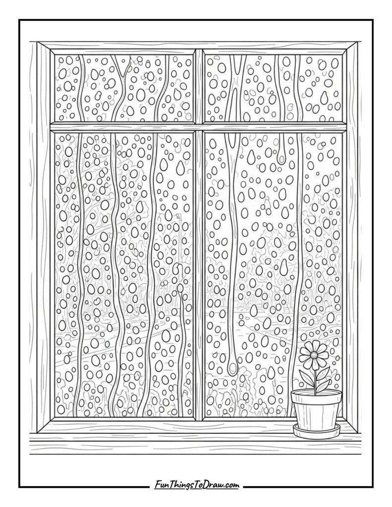 Rainy window with raindrops