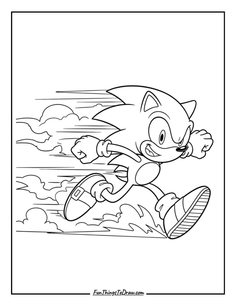 Sonic with motion blur showing his incredible speed