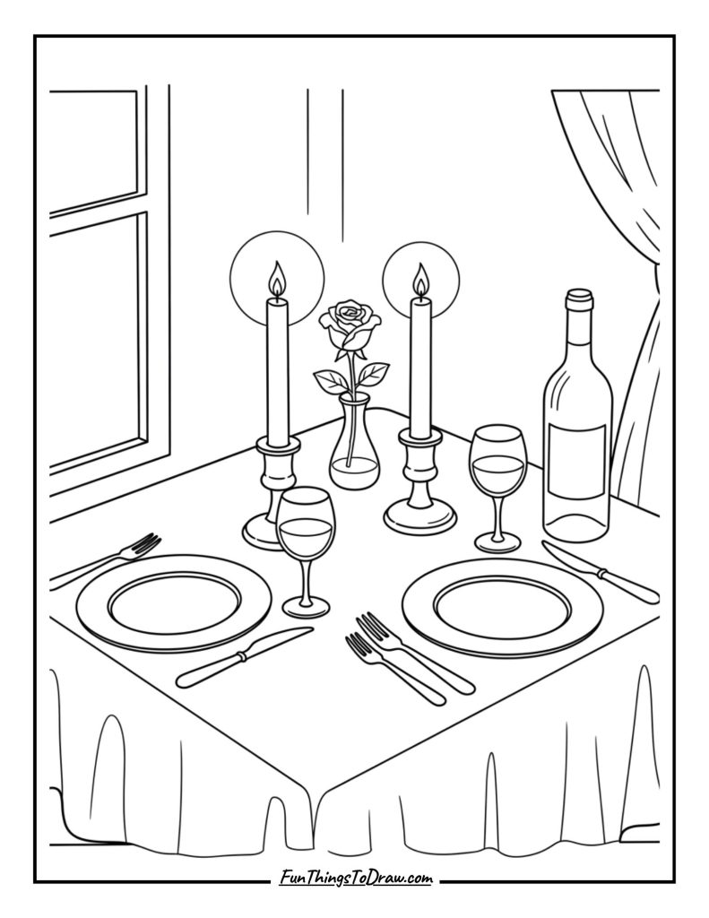 Candlelit dinner table
