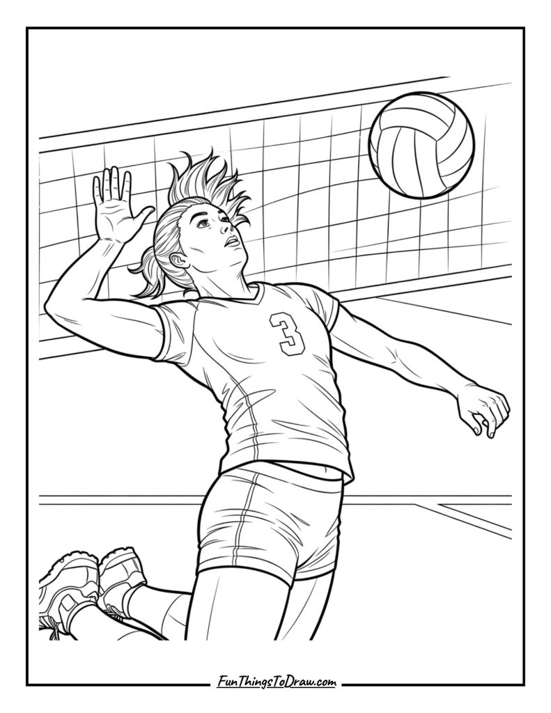 Volleyball player spiking the ball