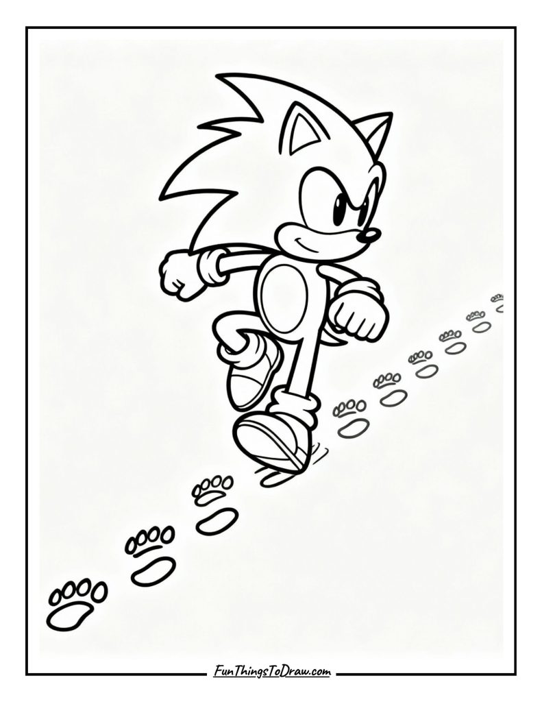 Sonic's footprints showing his running path