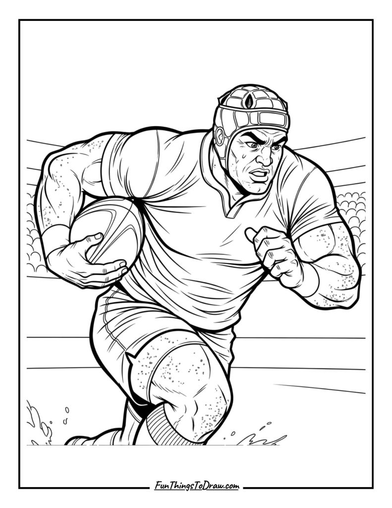Rugby player running with the ball
