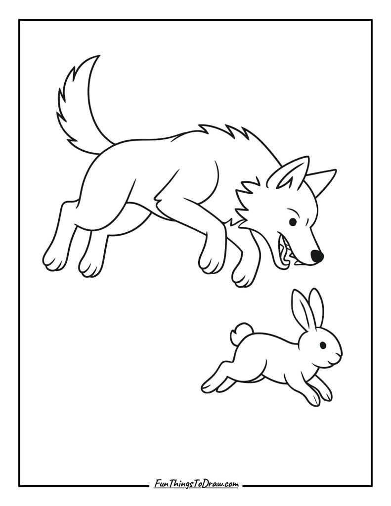 Wolf mid-leap catching prey