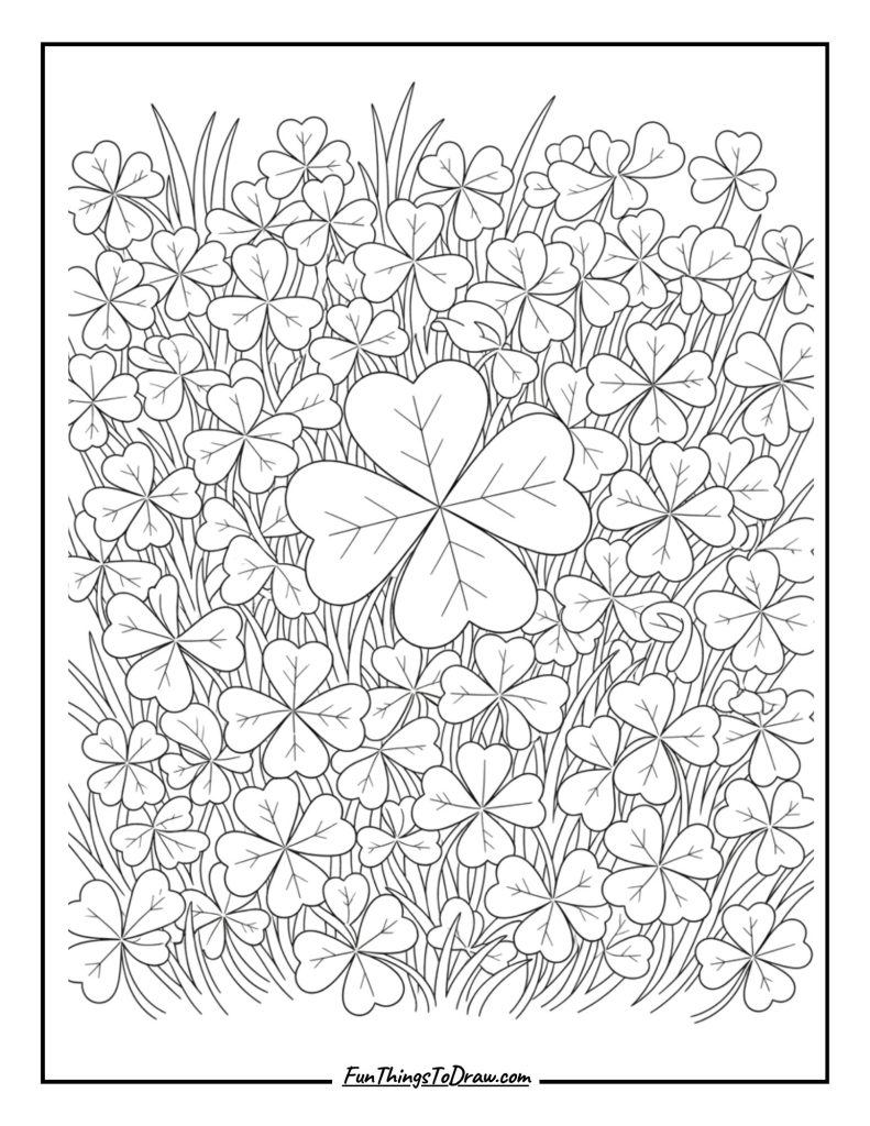 Clover Patch with Four-Leaf Clover