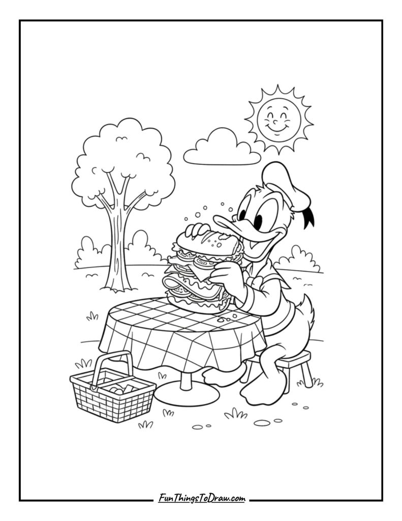 Donald eating a sandwich