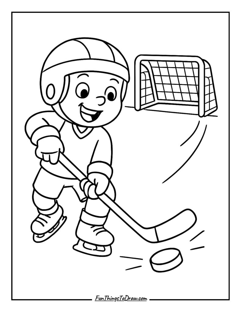 Hockey player shooting at the goal