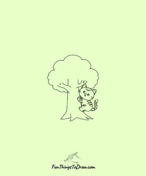 Cat Climbing Tree