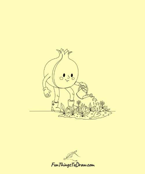 Pomegranate Gardening Plants Drawing