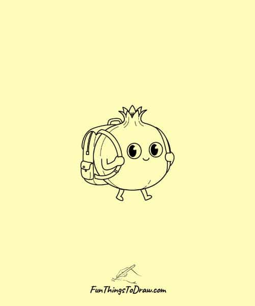 Pomegranate as Student wearing Backpack