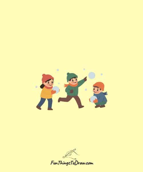 Snowball Fight Drawing