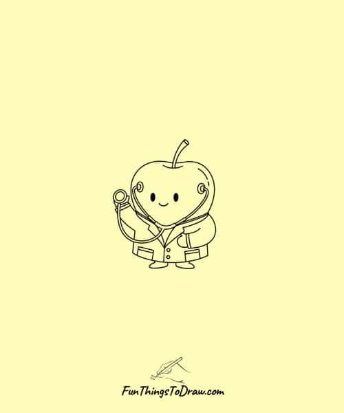 Drawing of Apple Doctor with Stethoscope