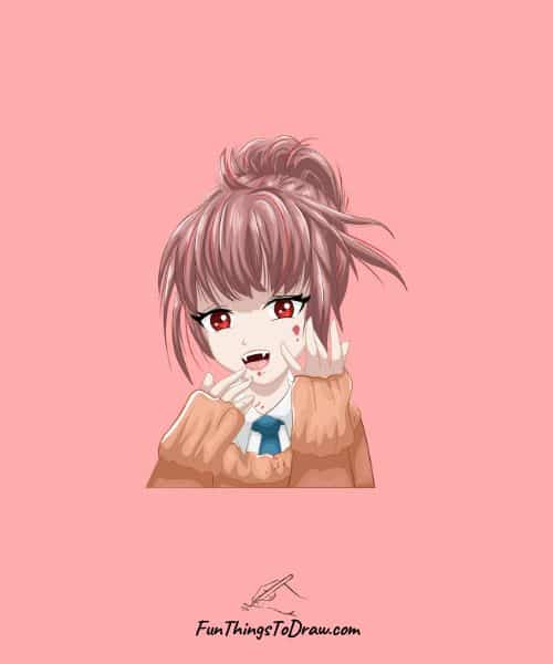 Drawing of Vampire Gothic Style Anime Girl