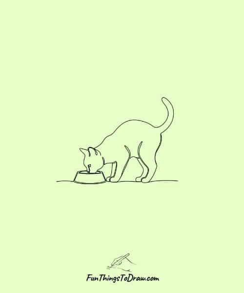 Cat Eating from Bowl