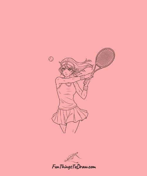 Sporty Tennis Player Drawing