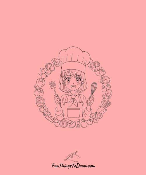 Chef Cooking Enthusiast Drawing 
