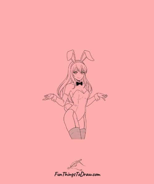 Drawing of Anime Girl in Bunny Outfit