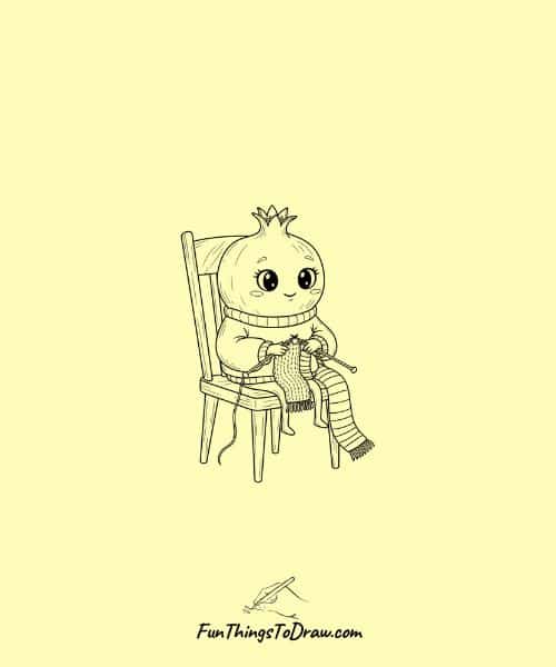 Cool drawing of Pomegranate Knitting Scarf