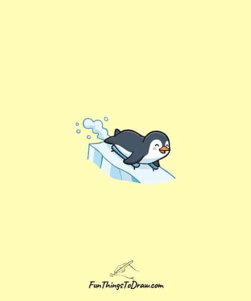 Drawing of Penguins on Ice