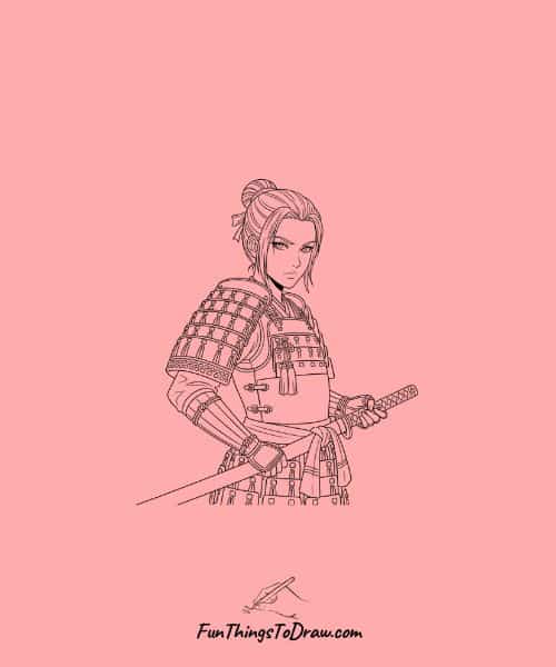 Samurai Warrior Woman Drawing
