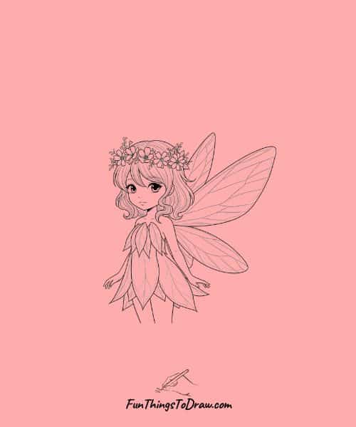 Fairy with Transparent Wings Drawing