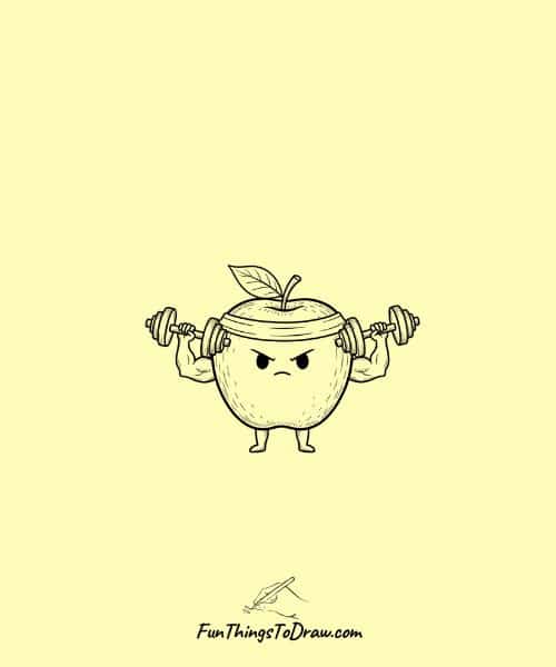 Apple Exercising with Dumbbells