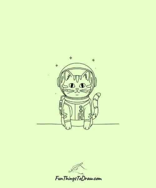Drawing of Space Cat Astronaut