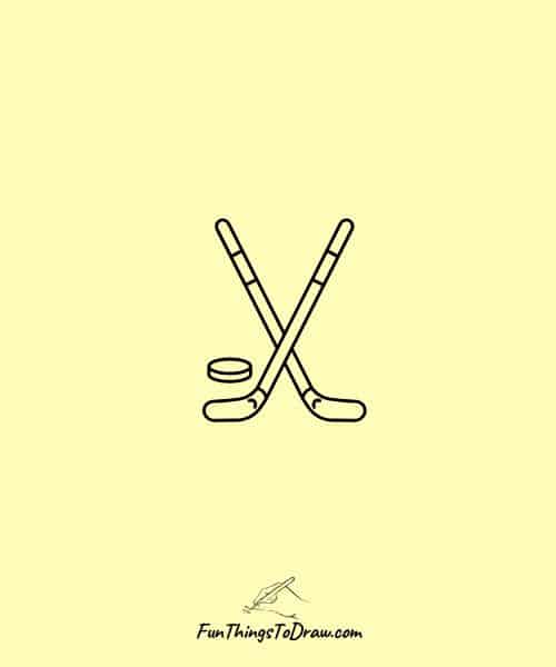 Ice Hockey Stick and Puck Drawing