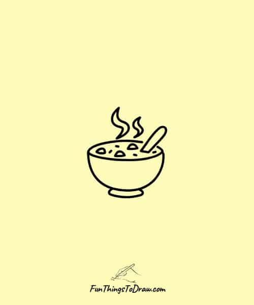 Drawing of Steaming Soup Bowl