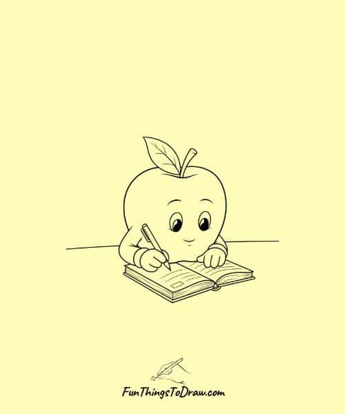 Apple Writing in Journal Drawing
