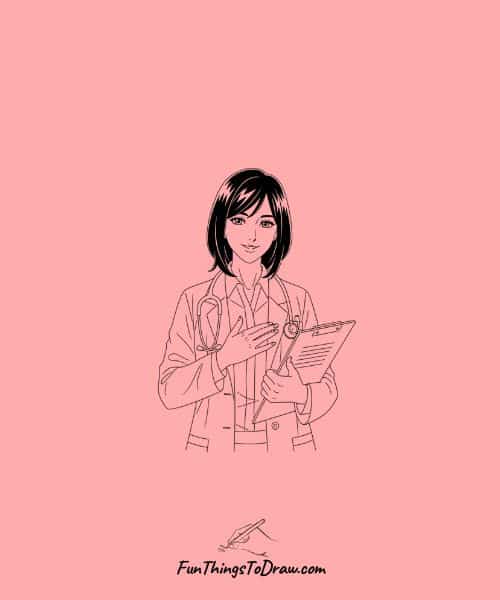 Anime Girl Drawing (Doctor Medical Professional)
