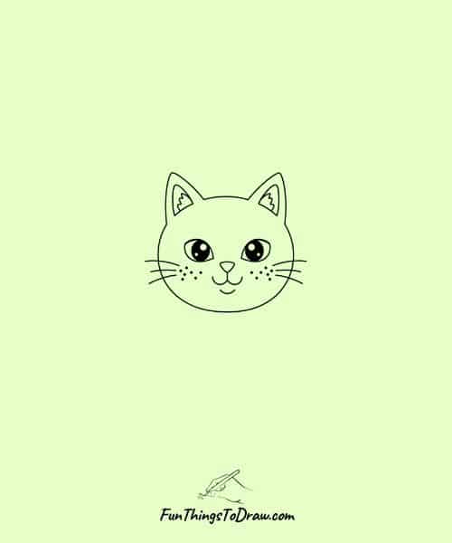 Drawing of Kawaii Cat Face