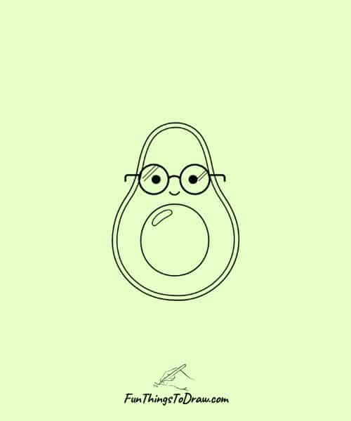 Avocado with Glasses Easy Drawing idea