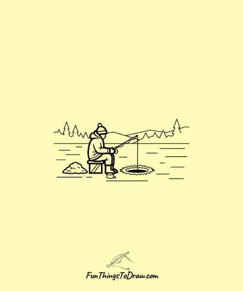 Ice Fishing Scene Drawing