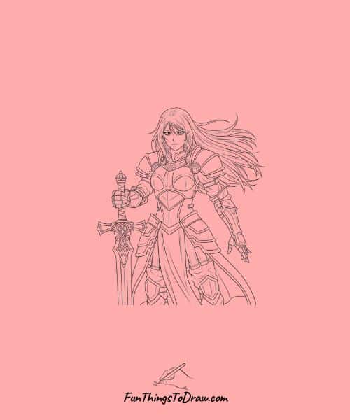 Drawing of Warrior Princess with Sword