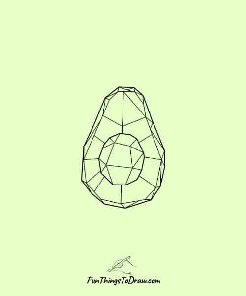 Avocado Origami Style Drawing