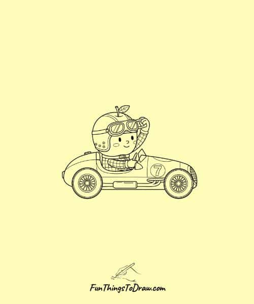 Apple Racing Car Driver drawing