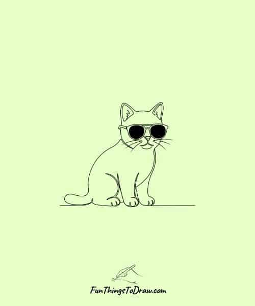 drawing of Cat in Sunglasses