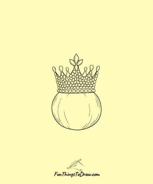 Drawing of Pomegranate wearing crown