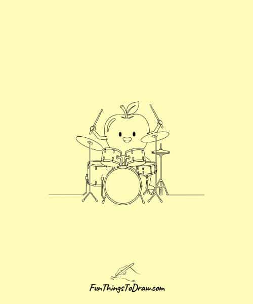 Apple Playing Drums drawing