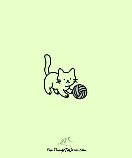 Playful Kitten with Yarn Drawing