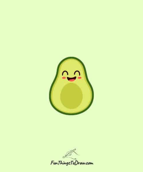 Smiling Avocado Face Drawing