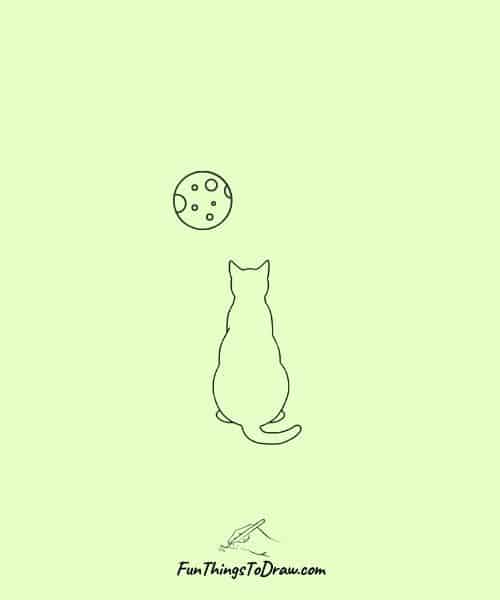 Cat sitting against full moon
