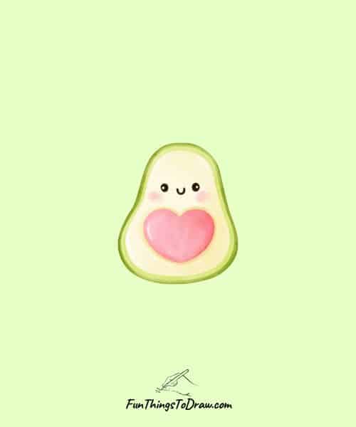 Drawing of Avocado with Heart Pit
