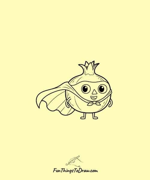 Pomegranate Superhero Cape Drawing