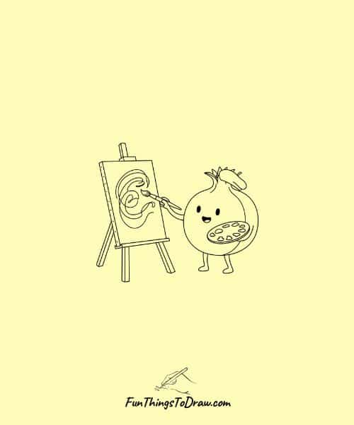 Cute drawing of pomegranate