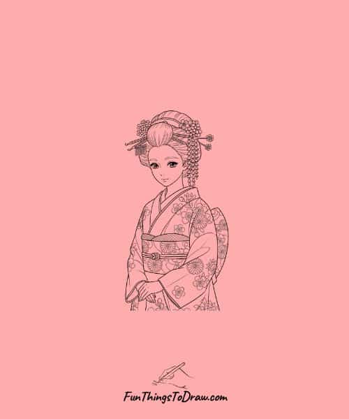 Kimono Traditional Dress Anime Girl Drawing